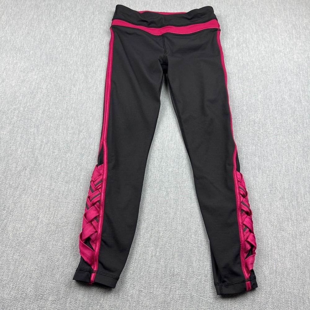Lululemon Leggings Women 4 Black Pace Tight in Weave Reflective Workout Gym Yoga